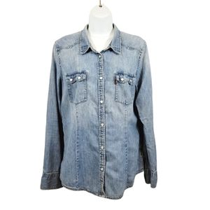 Levi's Soft Denim Longsleeve Pearlized Snap Down Shirt Size Large